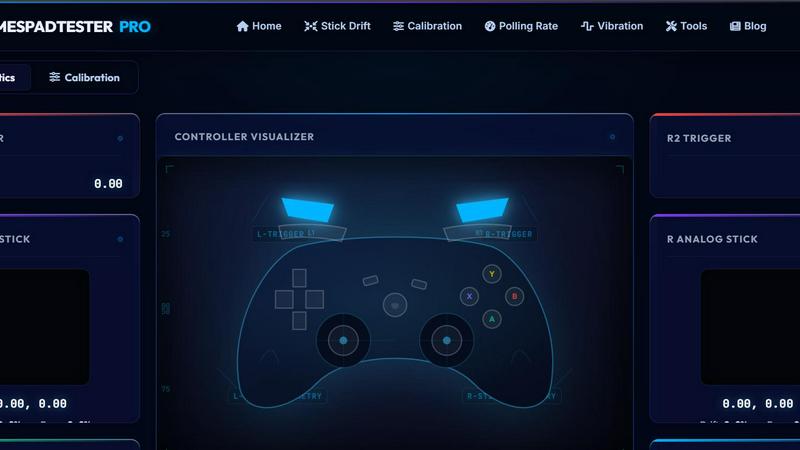 Gamespad Taster application interface and features